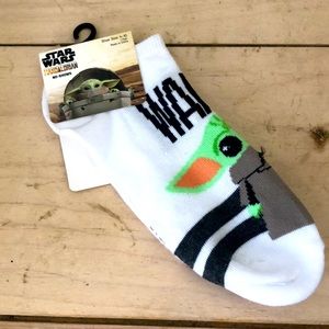 Pair of The Mandalorian The Child no show white socks